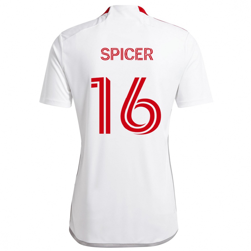 Niño Fútbol Camiseta Tyrese Spicer #16 Blanco Rojo 2ª Equipación 2024/25 Perú