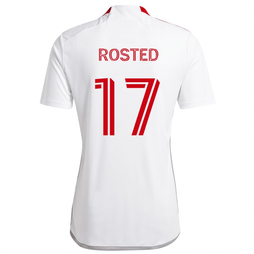 Niño Fútbol Camiseta Sigurd Rosted #17 Blanco Rojo 2ª Equipación 2024/25 Perú