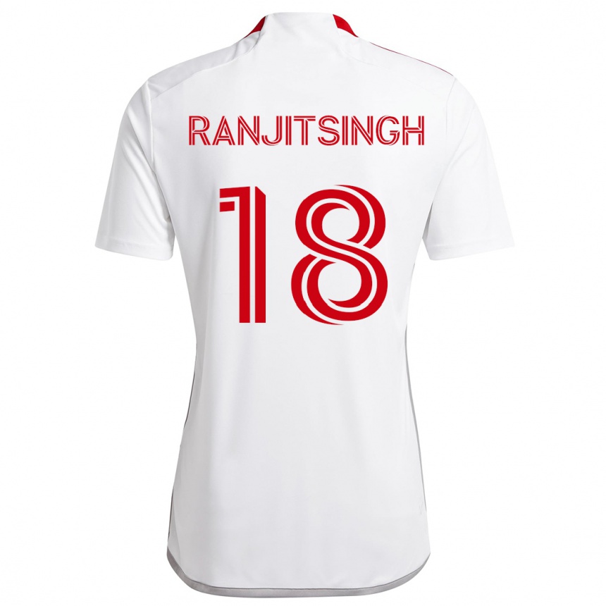 Niño Fútbol Camiseta Greg Ranjitsingh #18 Blanco Rojo 2ª Equipación 2024/25 Perú