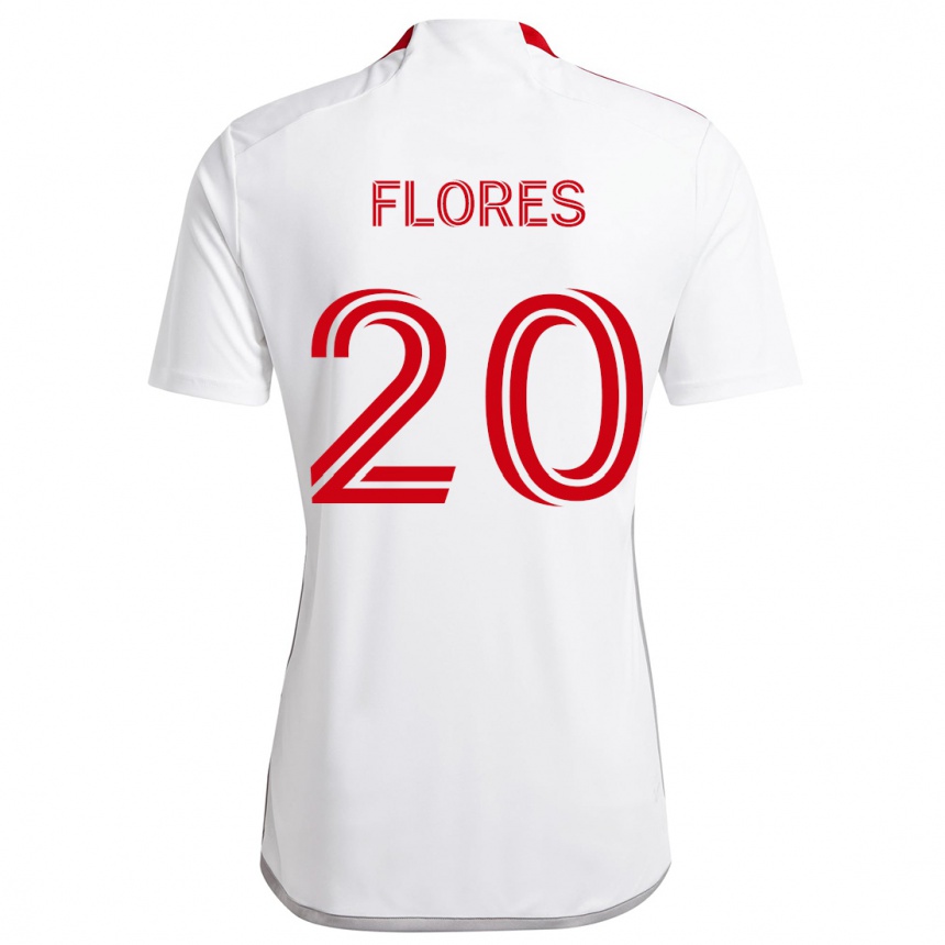 Niño Fútbol Camiseta Deybi Flores #20 Blanco Rojo 2ª Equipación 2024/25 Perú