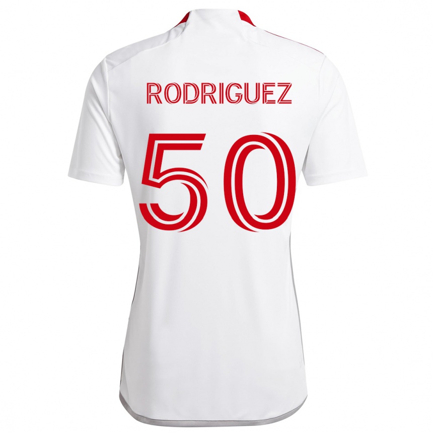 Niño Fútbol Camiseta Abraham Rodriguez #50 Blanco Rojo 2ª Equipación 2024/25 Perú