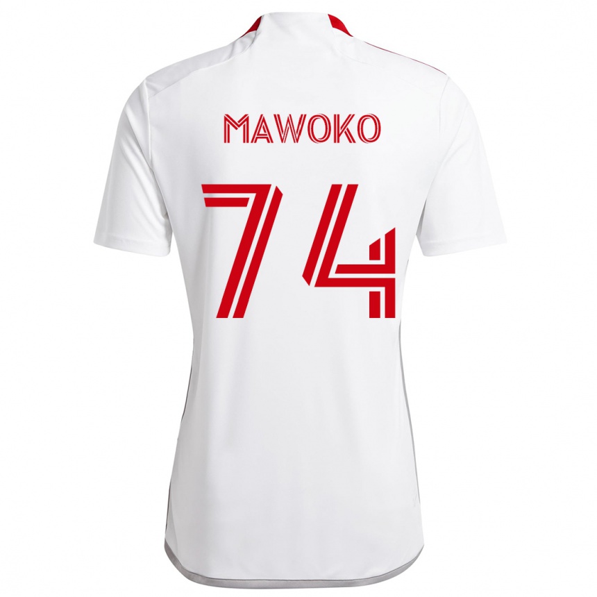 Niño Fútbol Camiseta Kundai Mawoko #74 Blanco Rojo 2ª Equipación 2024/25 Perú