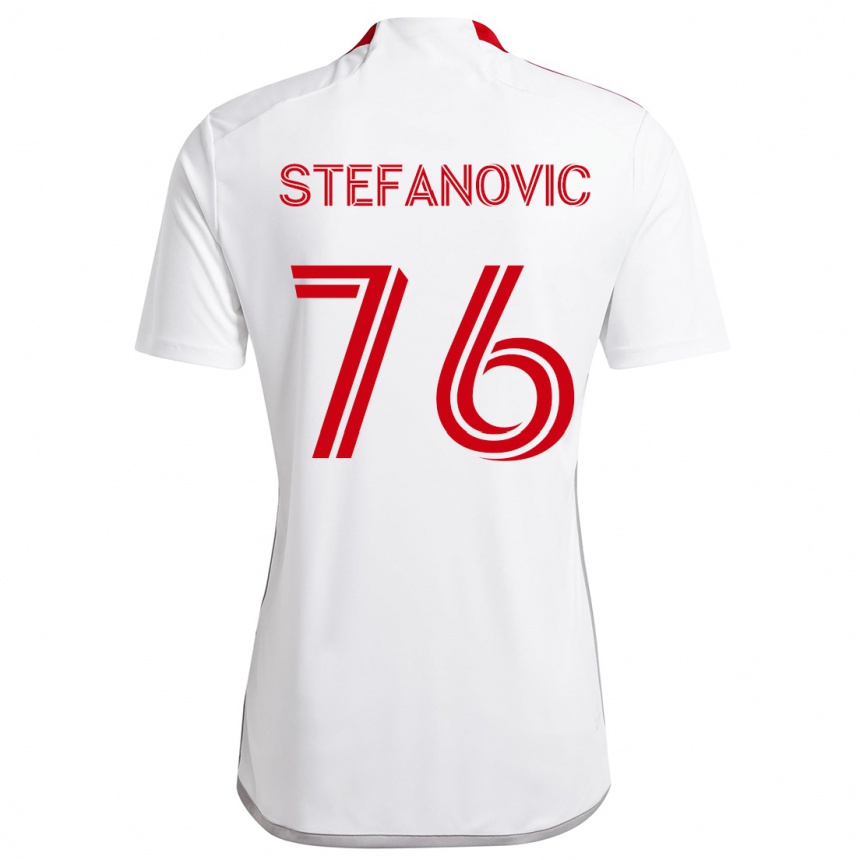 Niño Fútbol Camiseta Lazar Stefanovic #76 Blanco Rojo 2ª Equipación 2024/25 Perú