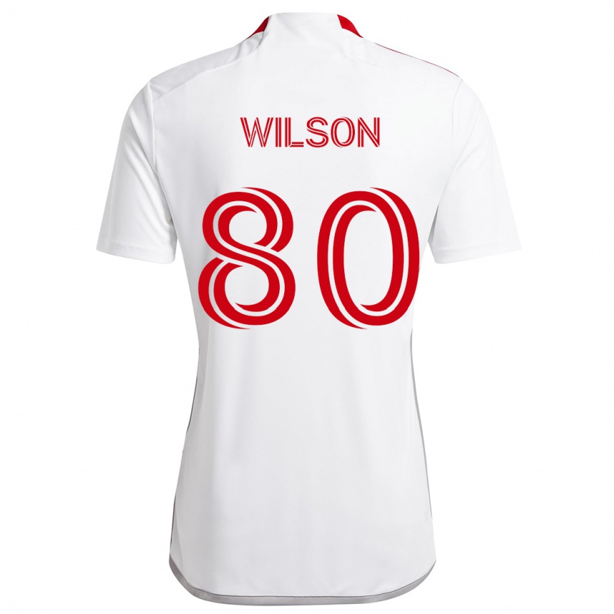 Niño Fútbol Camiseta Shafique Wilson #80 Blanco Rojo 2ª Equipación 2024/25 Perú