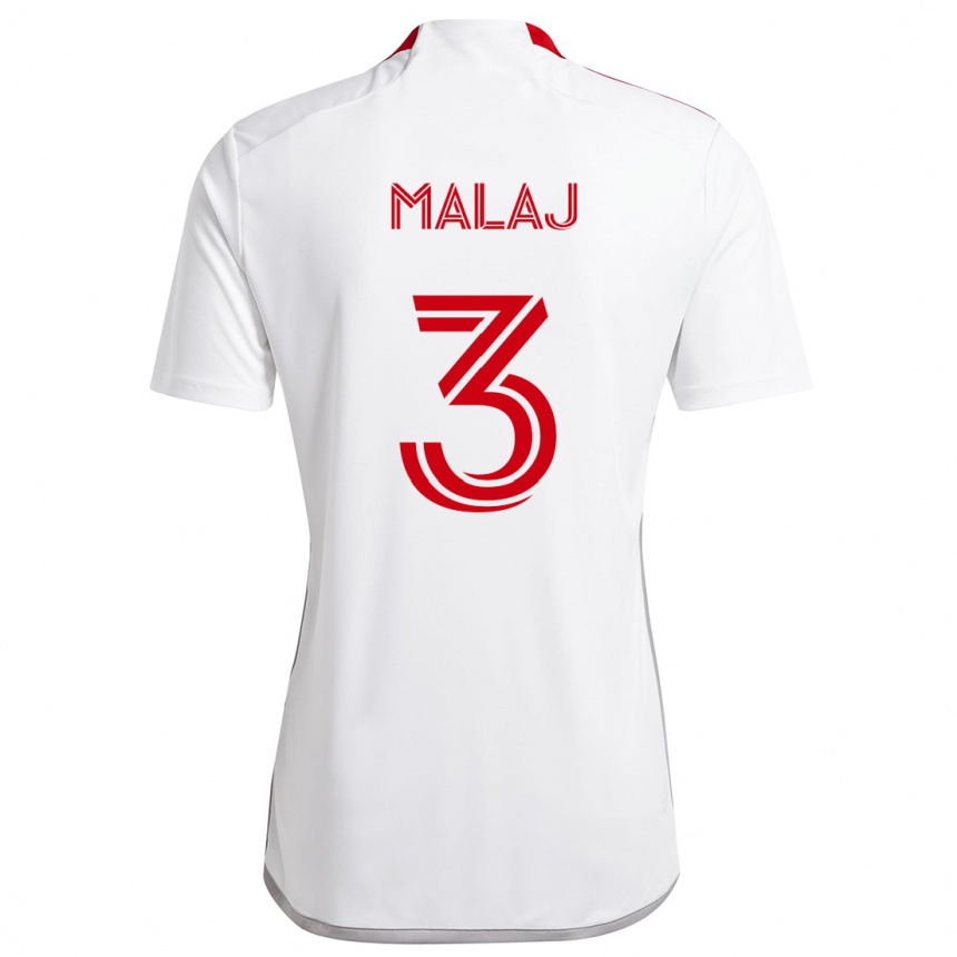 Niño Fútbol Camiseta Albert Malaj #3 Blanco Rojo 2ª Equipación 2024/25 Perú