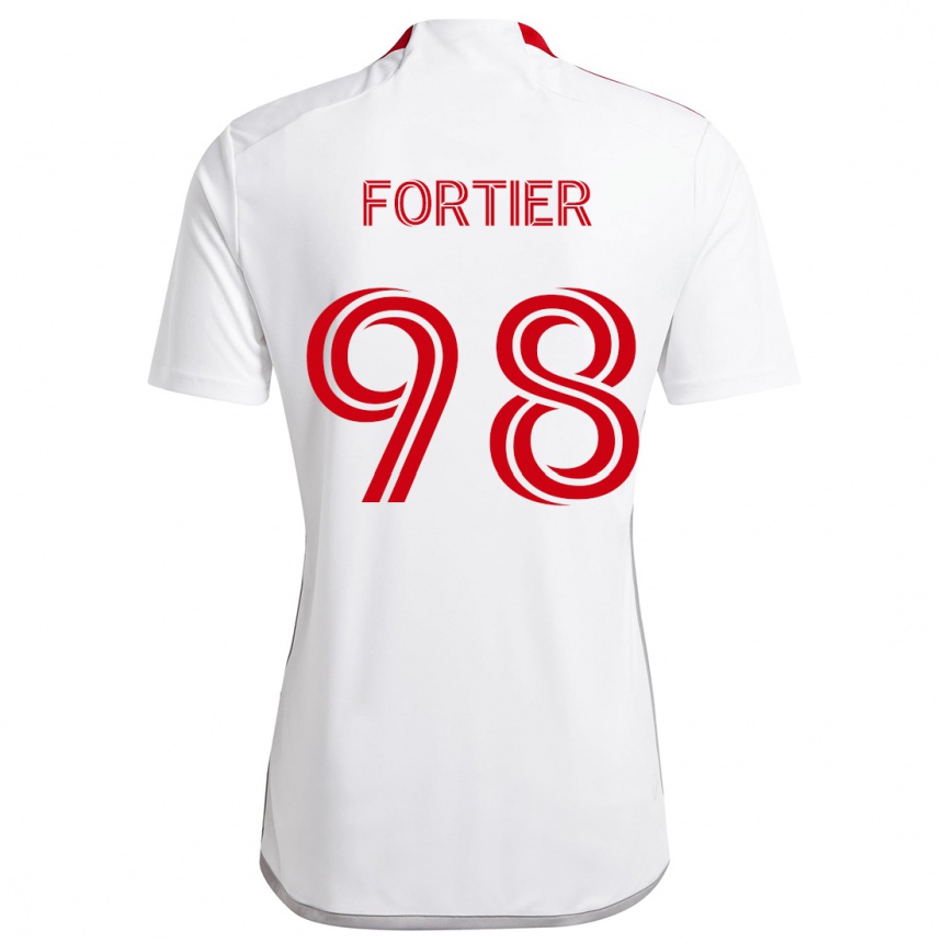 Niño Fútbol Camiseta Kristjan Fortier #98 Blanco Rojo 2ª Equipación 2024/25 Perú