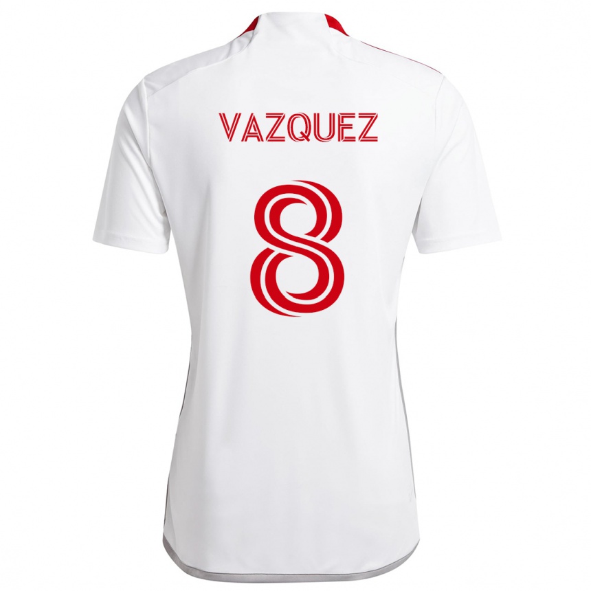 Niño Fútbol Camiseta Víctor Vázquez #8 Blanco Rojo 2ª Equipación 2024/25 Perú