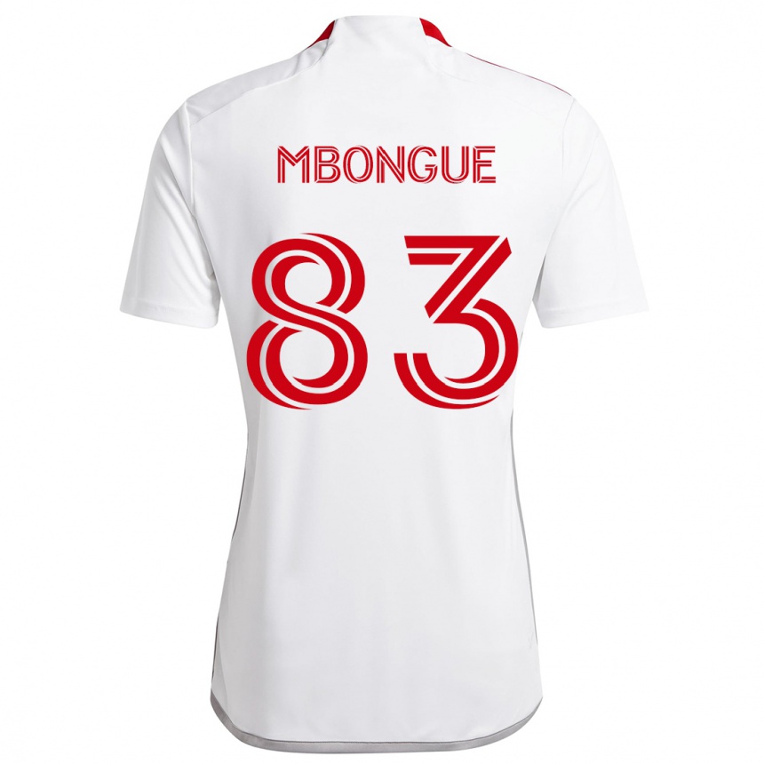 Niño Fútbol Camiseta Hugo Mbongue #83 Blanco Rojo 2ª Equipación 2024/25 Perú