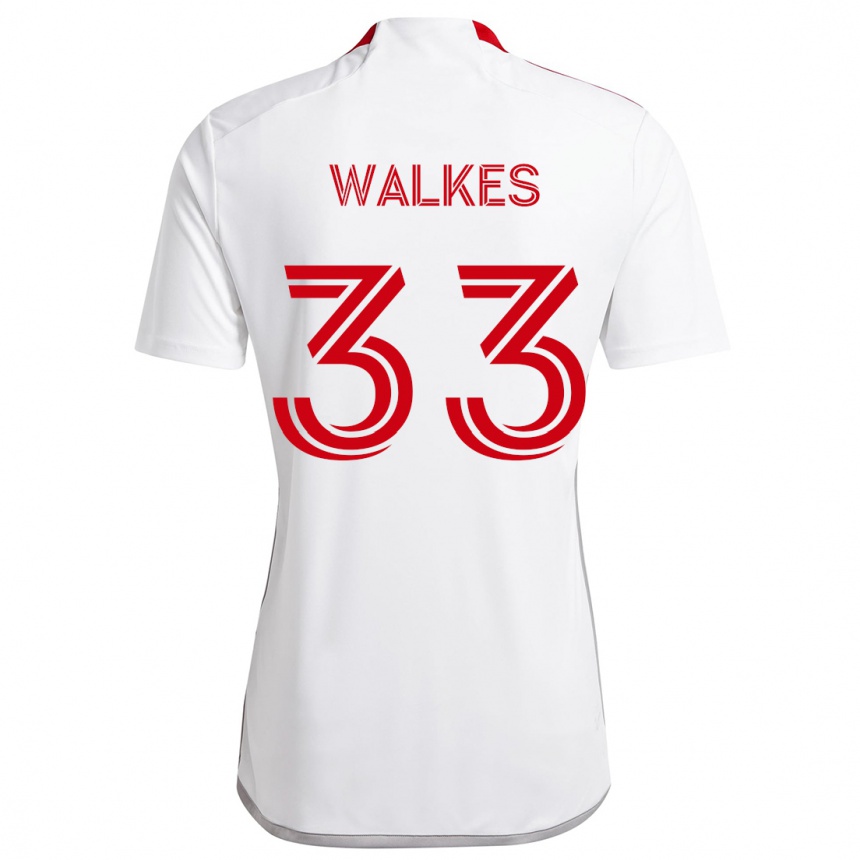 Niño Fútbol Camiseta Reshaun Walkes #33 Blanco Rojo 2ª Equipación 2024/25 Perú