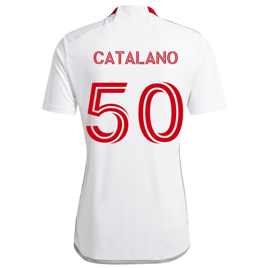 Niño Fútbol Camiseta Gianluca Catalano #50 Blanco Rojo 2ª Equipación 2024/25 Perú