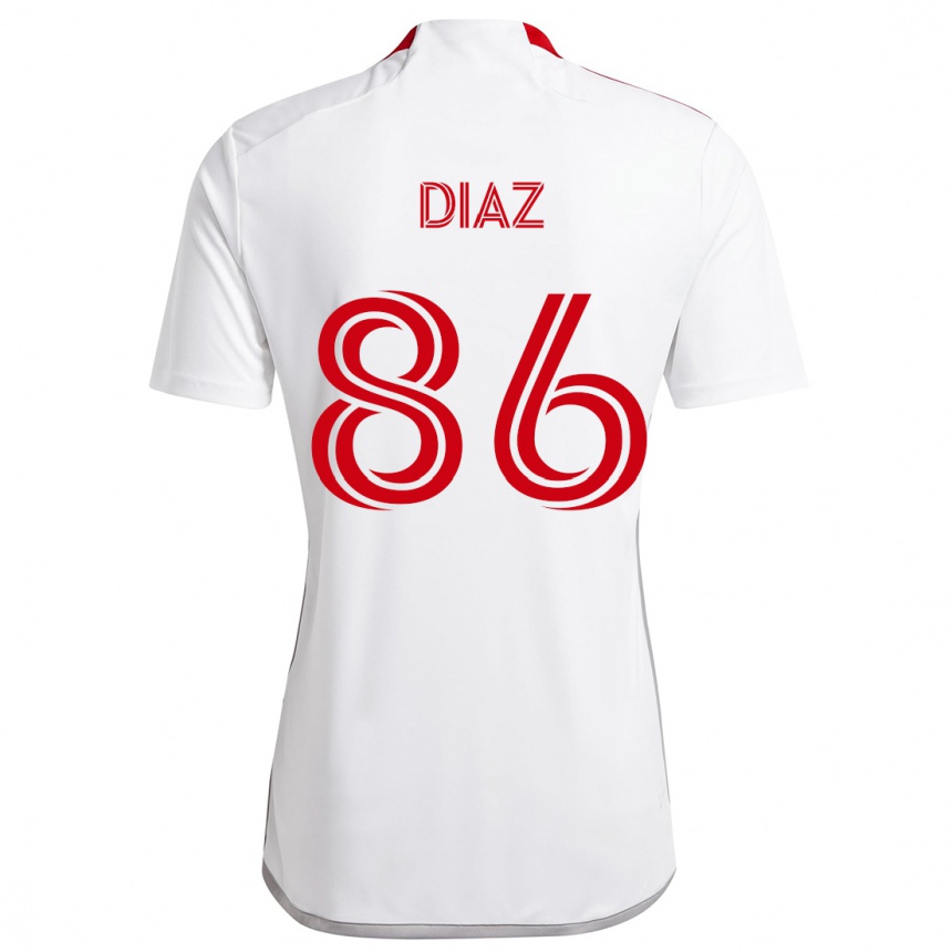 Niño Fútbol Camiseta Alec Díaz #86 Blanco Rojo 2ª Equipación 2024/25 Perú