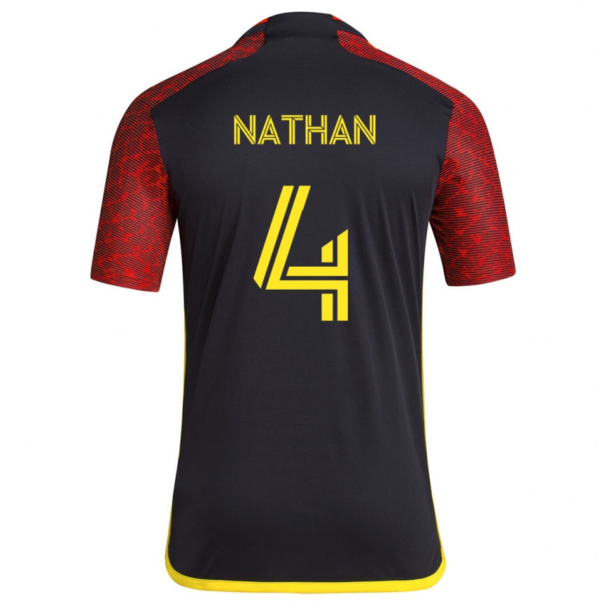 Niño Fútbol Camiseta Nathan #4 Negro Rojo 2ª Equipación 2024/25 Perú