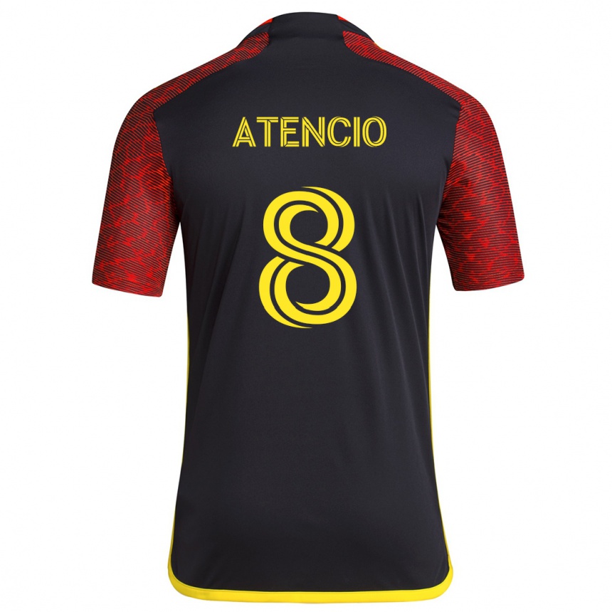 Niño Fútbol Camiseta Josh Atencio #8 Negro Rojo 2ª Equipación 2024/25 Perú