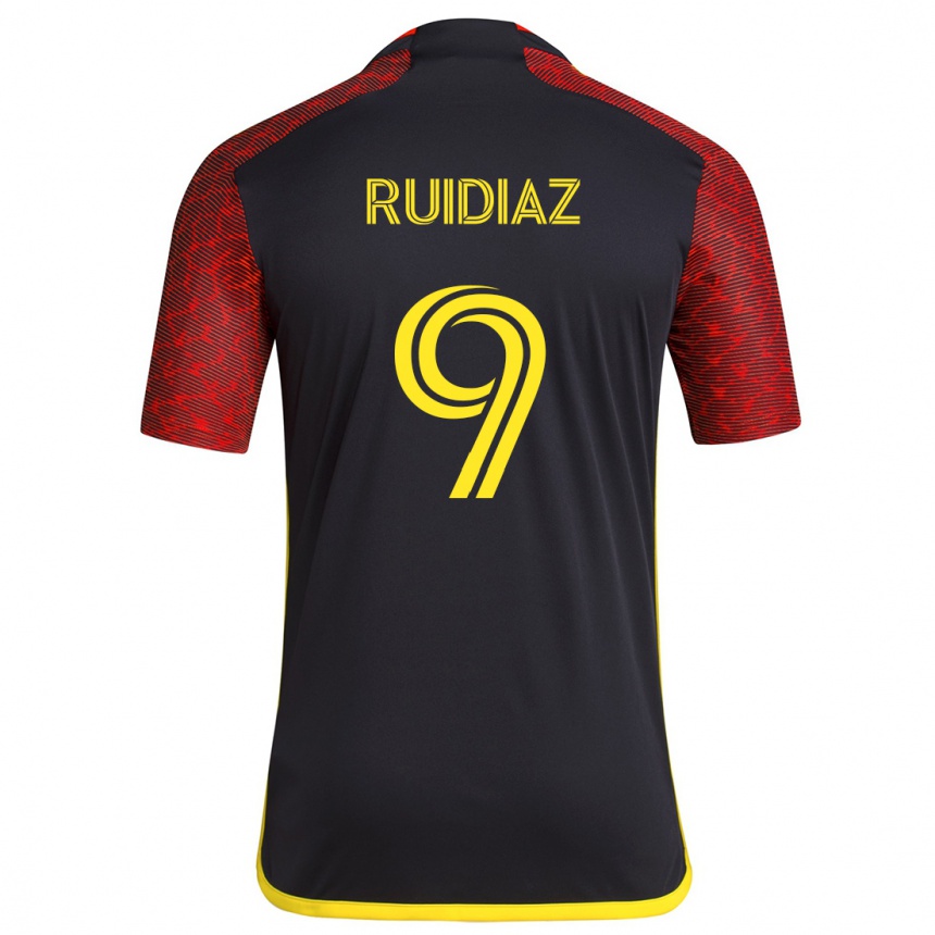 Niño Fútbol Camiseta Raúl Ruidíaz #9 Negro Rojo 2ª Equipación 2024/25 Perú