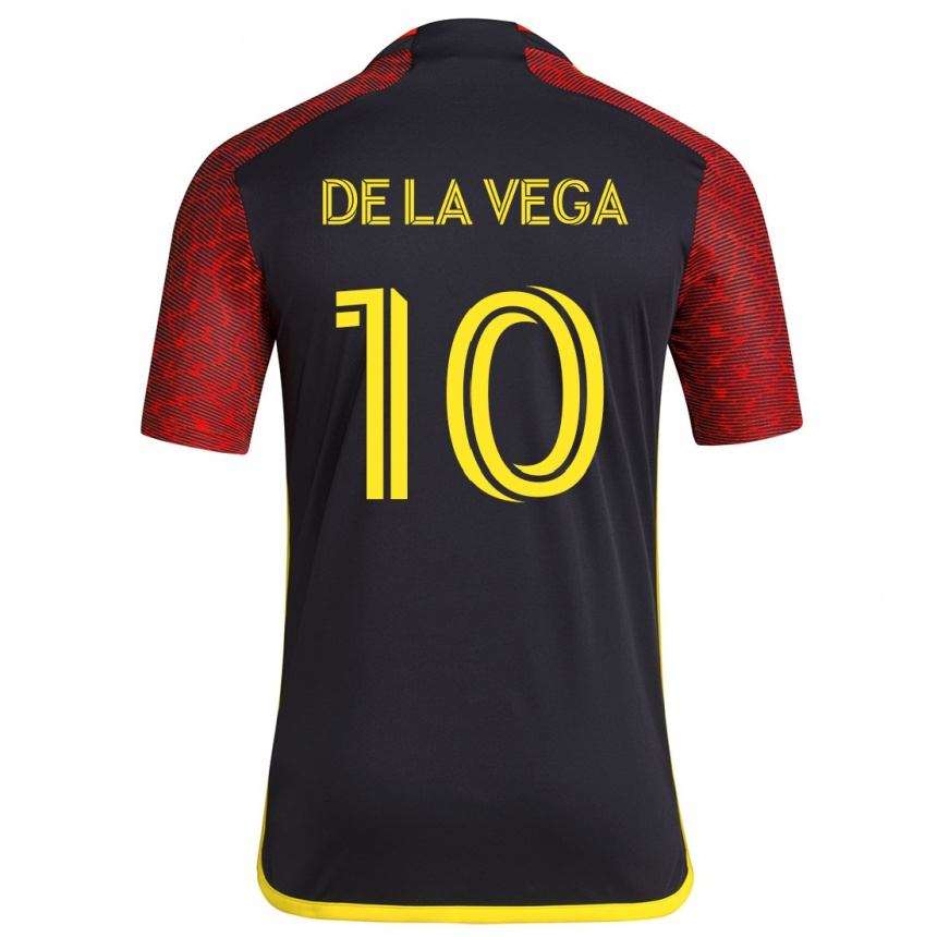 Niño Fútbol Camiseta Pedro De La Vega #10 Negro Rojo 2ª Equipación 2024/25 Perú