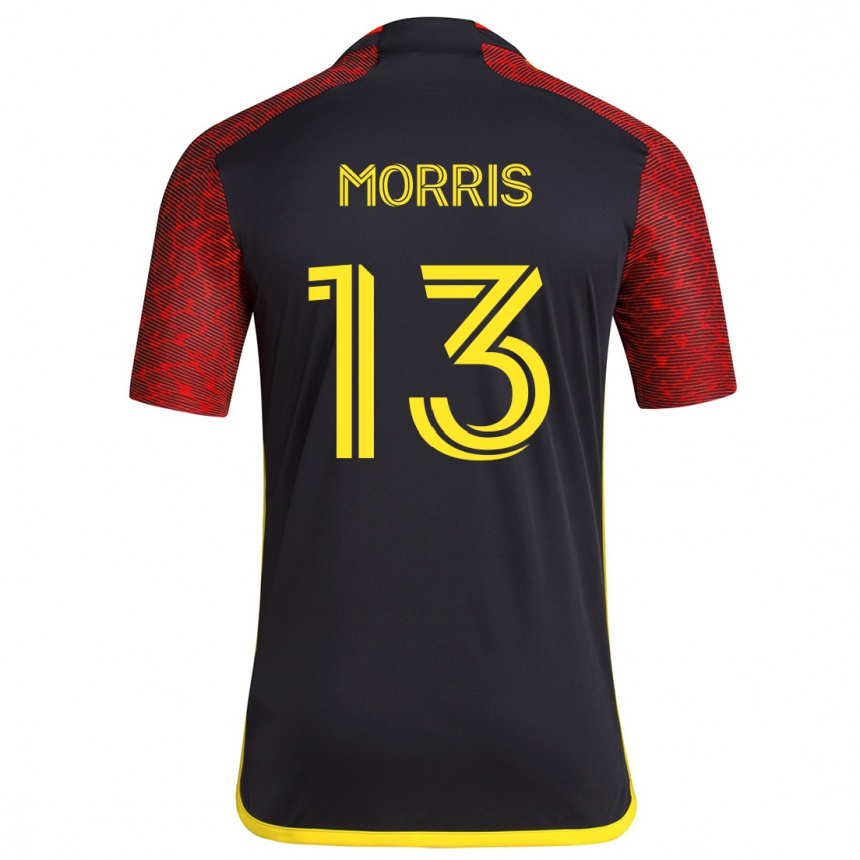 Niño Fútbol Camiseta Jordan Morris #13 Negro Rojo 2ª Equipación 2024/25 Perú