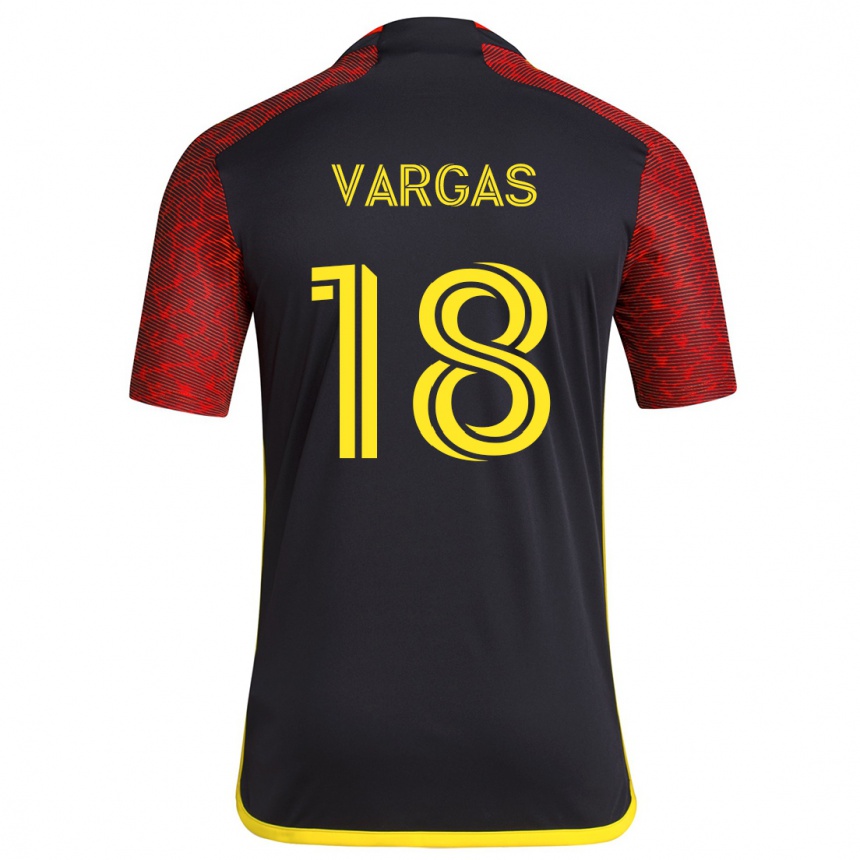 Niño Fútbol Camiseta Obed Vargas #18 Negro Rojo 2ª Equipación 2024/25 Perú