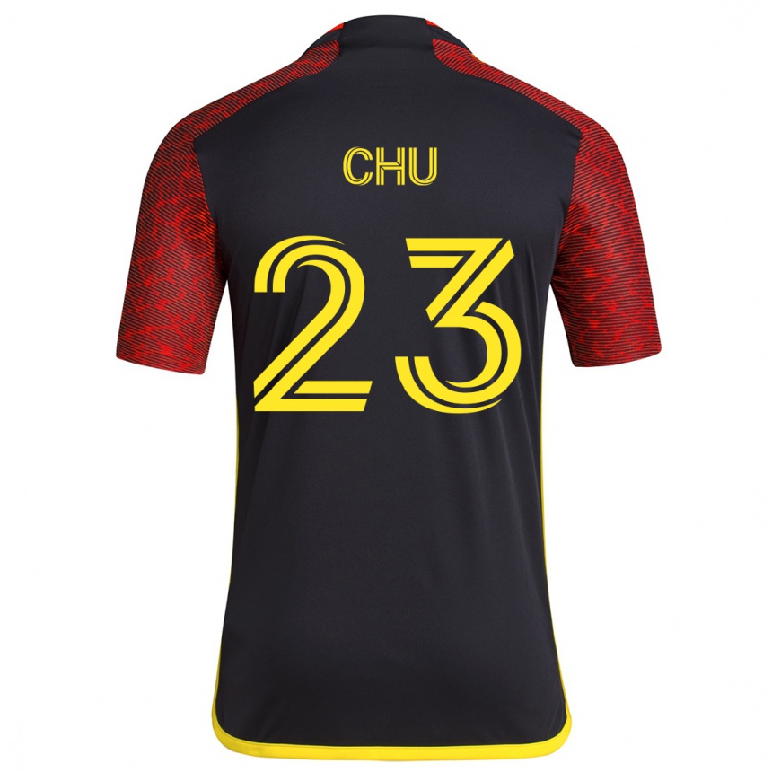 Niño Fútbol Camiseta Léo Chú #23 Negro Rojo 2ª Equipación 2024/25 Perú