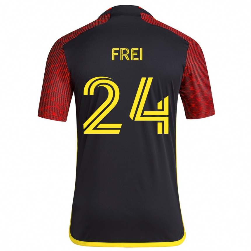 Niño Fútbol Camiseta Stefan Frei #24 Negro Rojo 2ª Equipación 2024/25 Perú