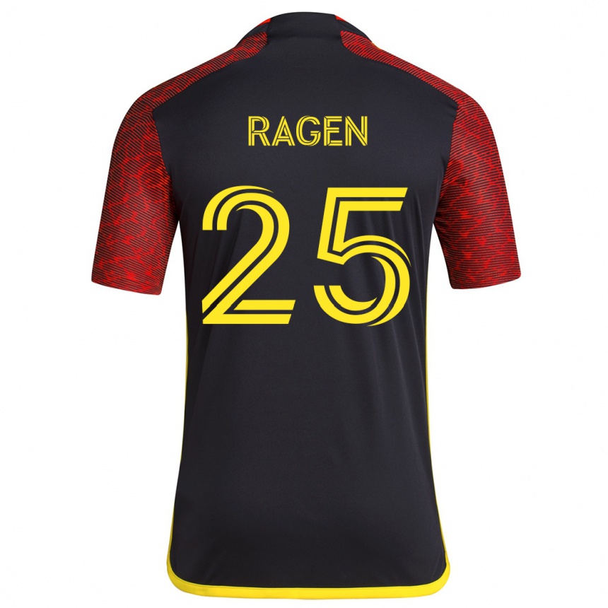 Niño Fútbol Camiseta Jackson Ragen #25 Negro Rojo 2ª Equipación 2024/25 Perú