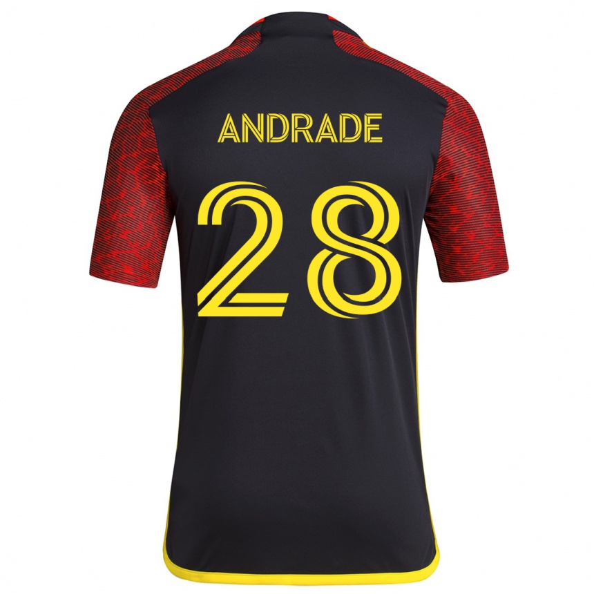 Niño Fútbol Camiseta Yeimar Gómez Andrade #28 Negro Rojo 2ª Equipación 2024/25 Perú