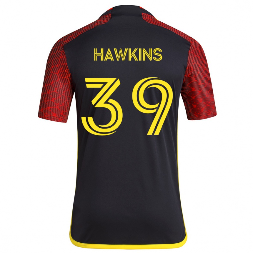 Niño Fútbol Camiseta Stuart Hawkins #39 Negro Rojo 2ª Equipación 2024/25 Perú