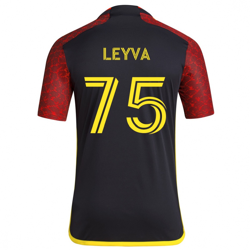 Niño Fútbol Camiseta Danny Leyva #75 Negro Rojo 2ª Equipación 2024/25 Perú