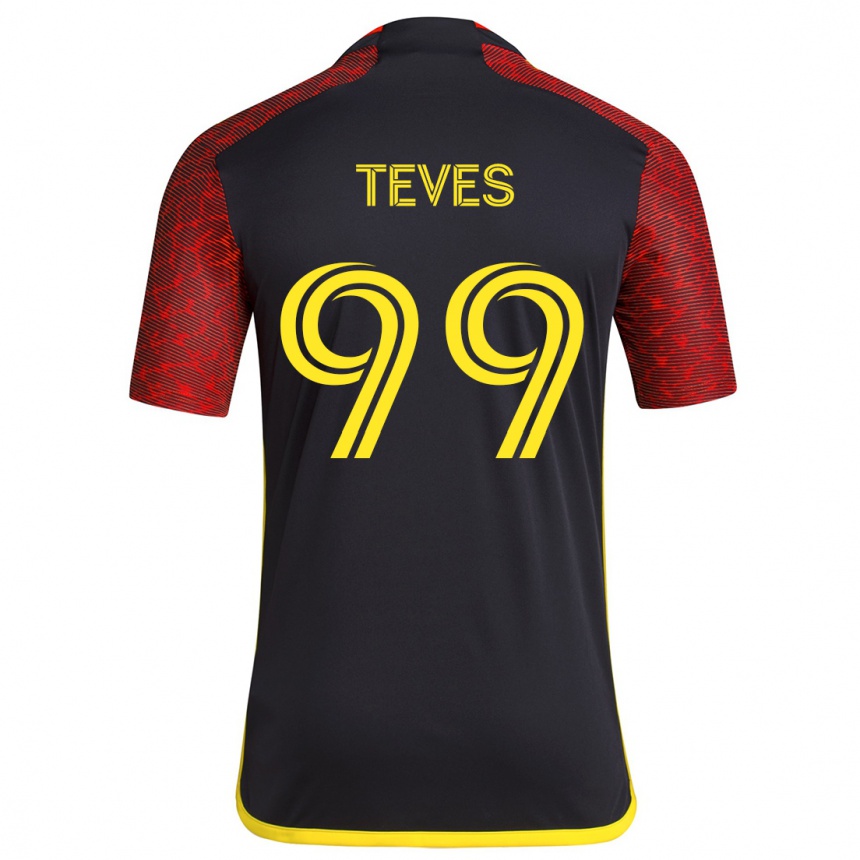 Niño Fútbol Camiseta Dylan Teves #99 Negro Rojo 2ª Equipación 2024/25 Perú