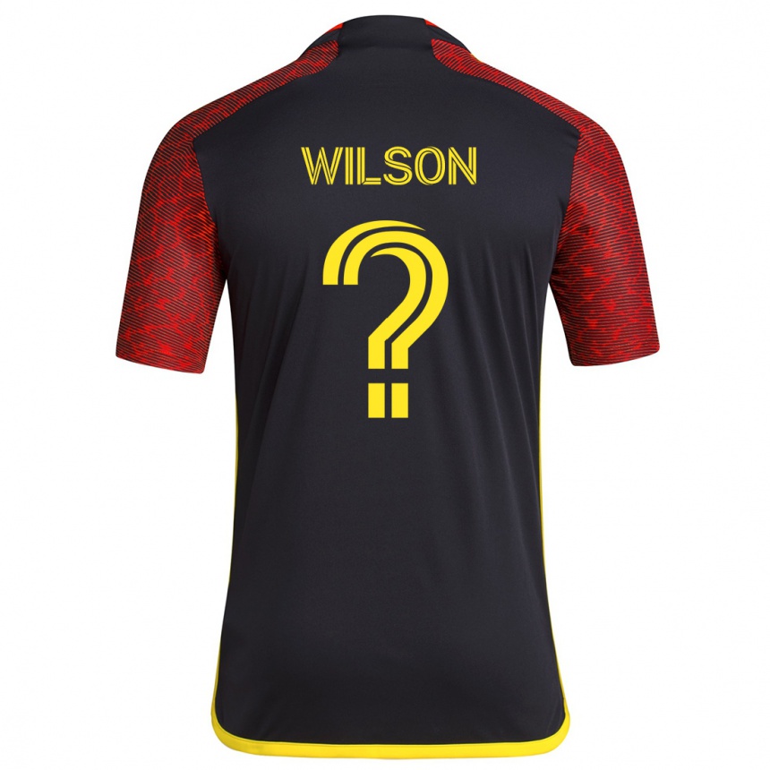 Niño Fútbol Camiseta Trevor Wilson #0 Negro Rojo 2ª Equipación 2024/25 Perú