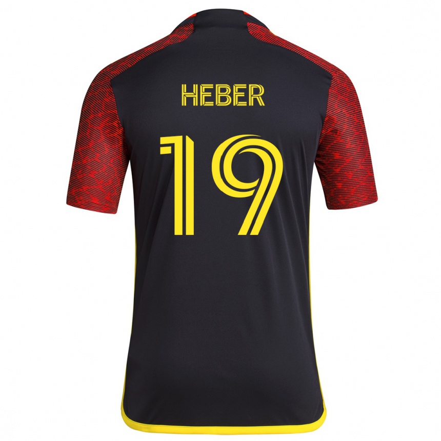 Niño Fútbol Camiseta Héber #19 Negro Rojo 2ª Equipación 2024/25 Perú