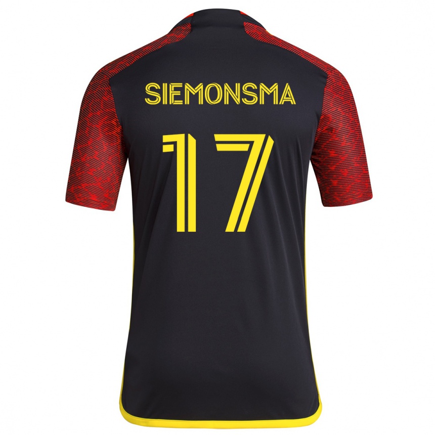 Niño Fútbol Camiseta Sianna Siemonsma #17 Negro Rojo 2ª Equipación 2024/25 Perú