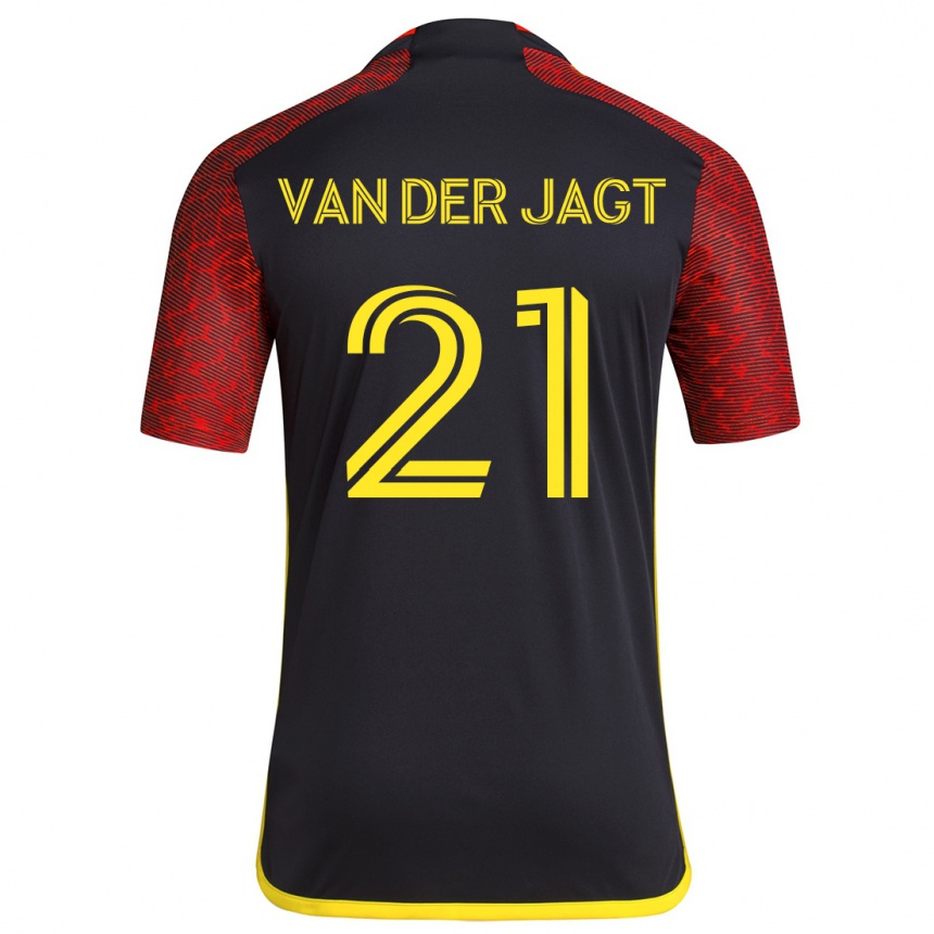 Niño Fútbol Camiseta Olivia Van Der Jagt #21 Negro Rojo 2ª Equipación 2024/25 Perú