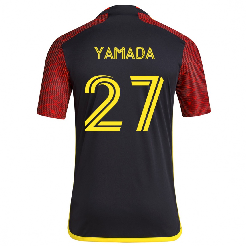 Niño Fútbol Camiseta Hikari Yamada #27 Negro Rojo 2ª Equipación 2024/25 Perú