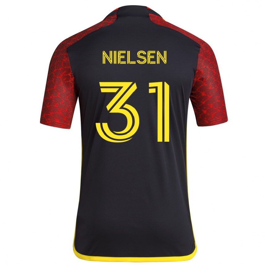 Niño Fútbol Camiseta Madeline Nielsen #31 Negro Rojo 2ª Equipación 2024/25 Perú