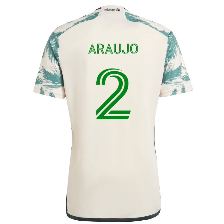 Niño Fútbol Camiseta Miguel Araujo #2 Beige Marrón 2ª Equipación 2024/25 Perú