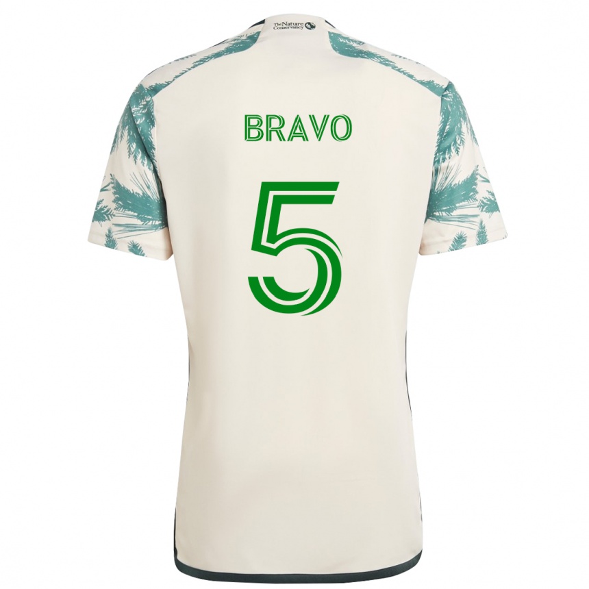 Niño Fútbol Camiseta Claudio Bravo #5 Beige Marrón 2ª Equipación 2024/25 Perú