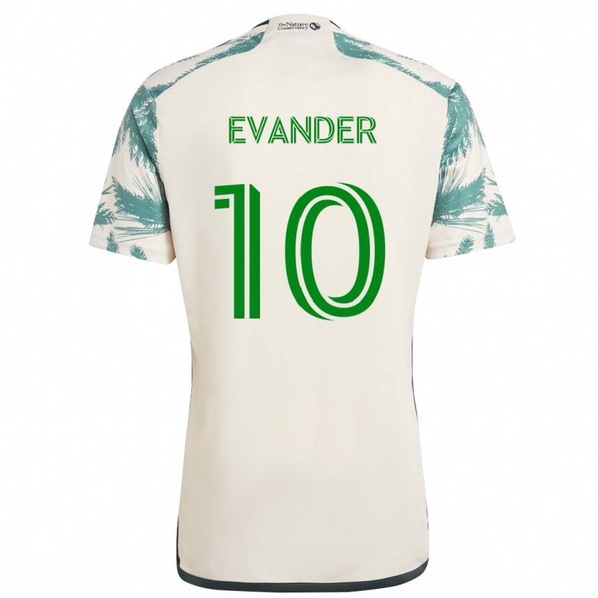 Niño Fútbol Camiseta Evander #10 Beige Marrón 2ª Equipación 2024/25 Perú