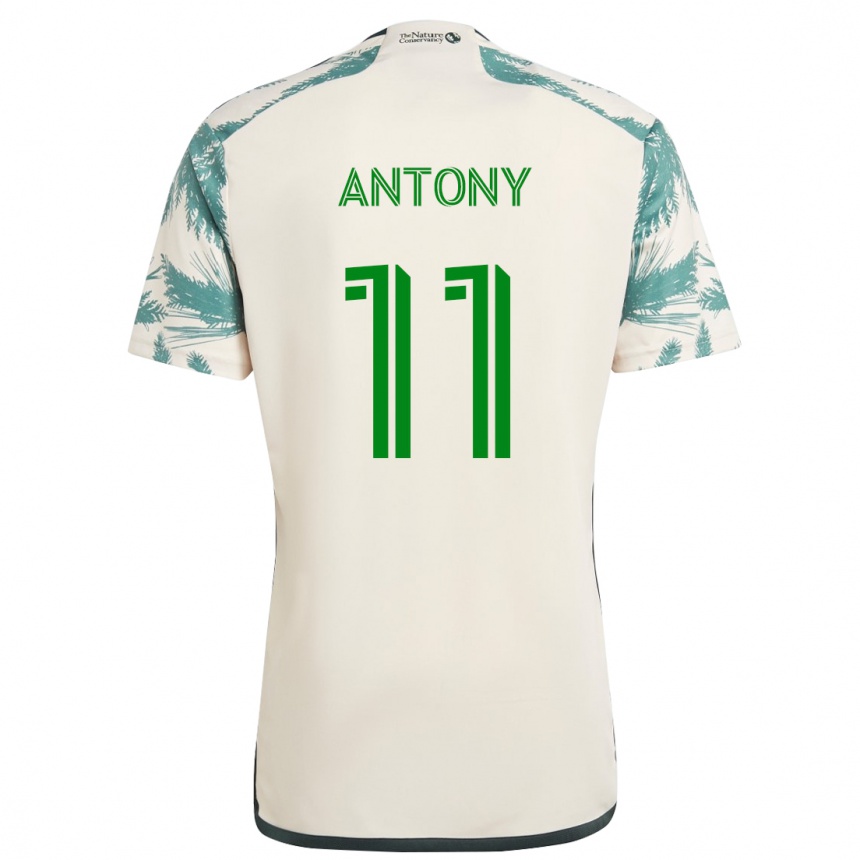 Niño Fútbol Camiseta Antony #11 Beige Marrón 2ª Equipación 2024/25 Perú