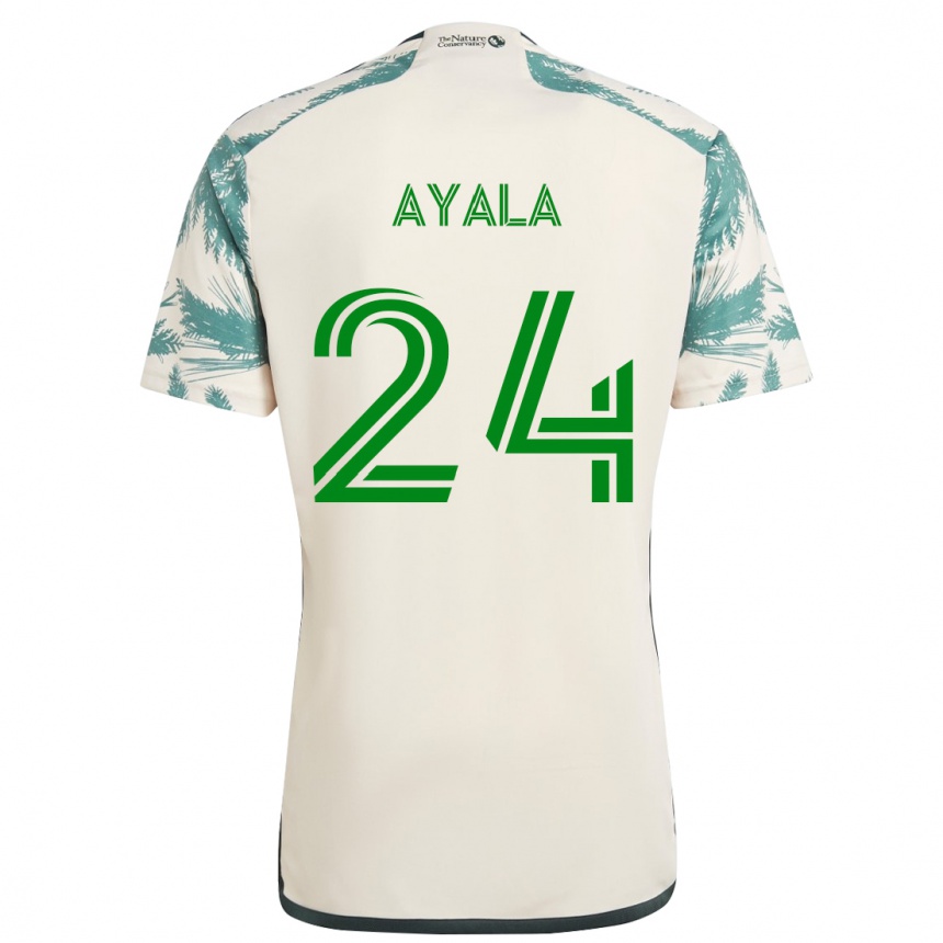 Niño Fútbol Camiseta David Ayala #24 Beige Marrón 2ª Equipación 2024/25 Perú