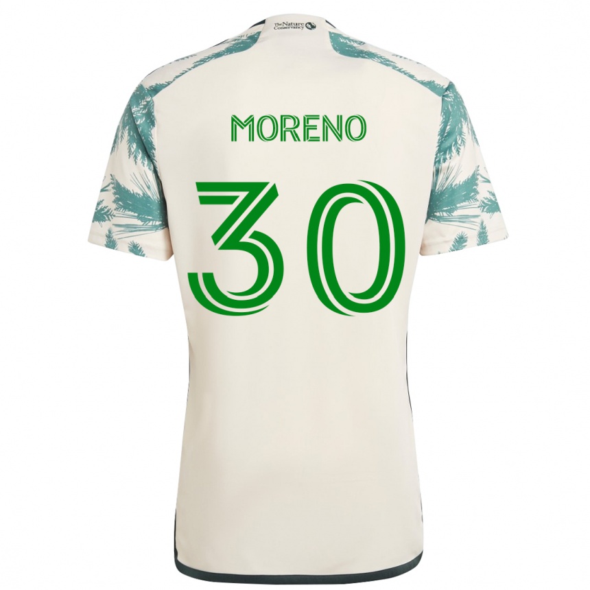 Niño Fútbol Camiseta Santiago Moreno #30 Beige Marrón 2ª Equipación 2024/25 Perú