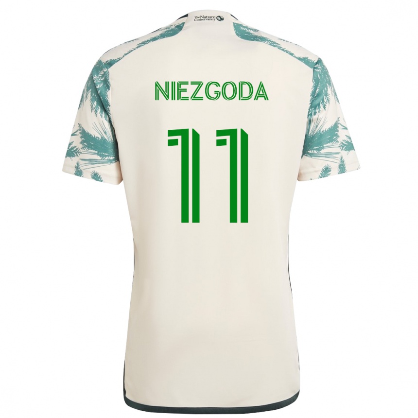 Niño Fútbol Camiseta Jaroslaw Niezgoda #11 Beige Marrón 2ª Equipación 2024/25 Perú