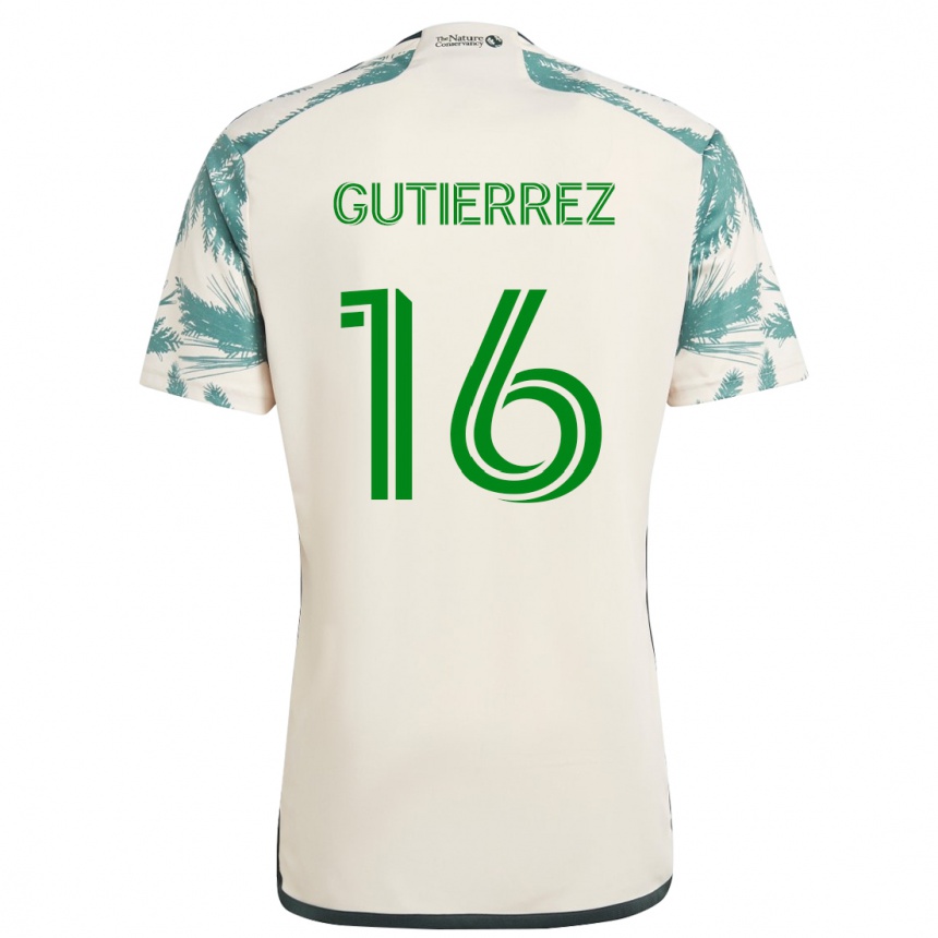 Niño Fútbol Camiseta Diego Gutiérrez #16 Beige Marrón 2ª Equipación 2024/25 Perú