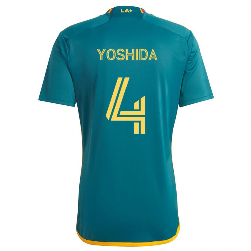 Niño Fútbol Camiseta Maya Yoshida #4 Verde Amarillo 2ª Equipación 2024/25 Perú