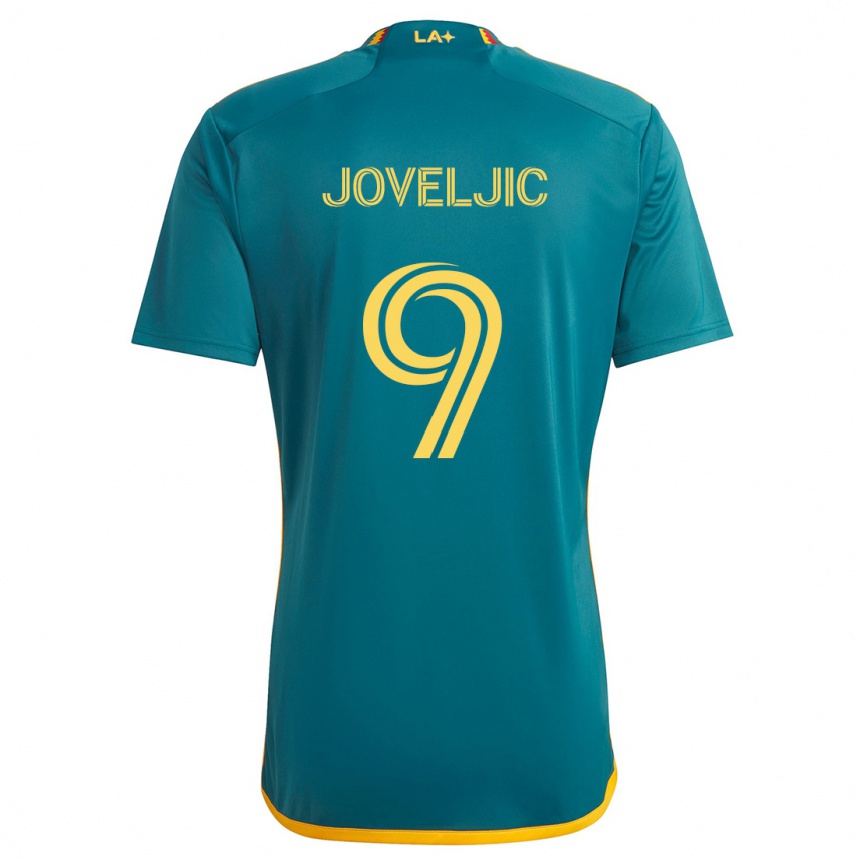 Niño Fútbol Camiseta Dejan Joveljic #9 Verde Amarillo 2ª Equipación 2024/25 Perú