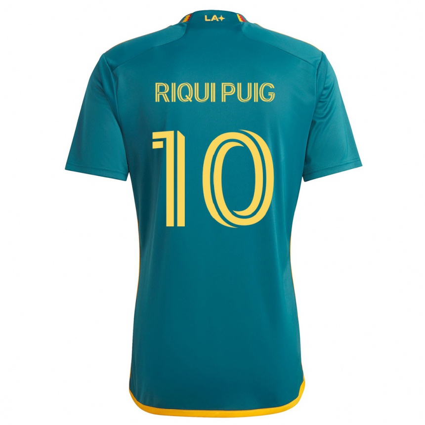 Niño Fútbol Camiseta Riqui Puig #10 Verde Amarillo 2ª Equipación 2024/25 Perú