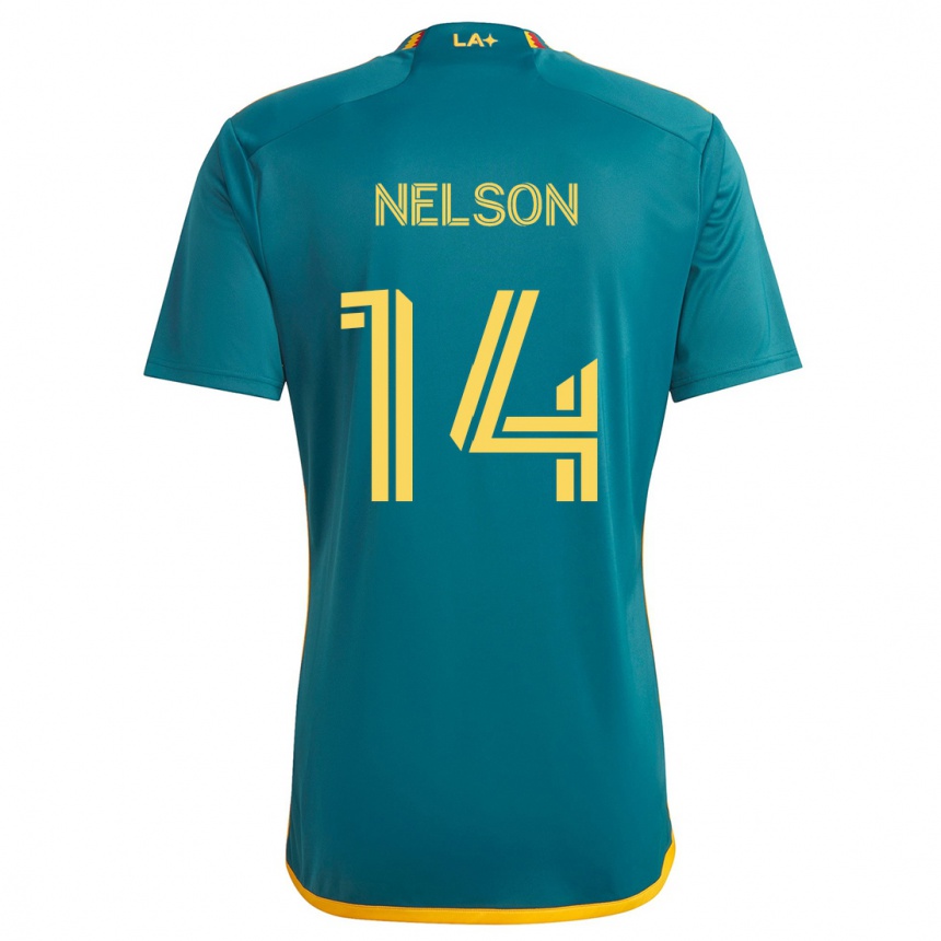 Niño Fútbol Camiseta John Nelson #14 Verde Amarillo 2ª Equipación 2024/25 Perú