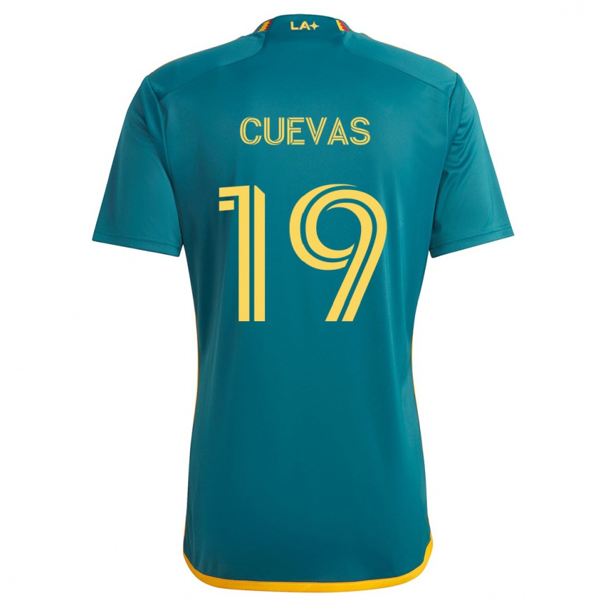 Niño Fútbol Camiseta Mauricio Cuevas #19 Verde Amarillo 2ª Equipación 2024/25 Perú