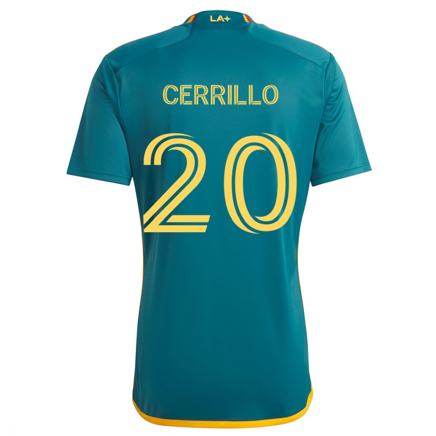 Niño Fútbol Camiseta Edwin Cerrillo #20 Verde Amarillo 2ª Equipación 2024/25 Perú