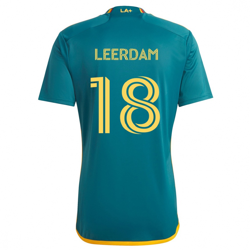 Niño Fútbol Camiseta Kelvin Leerdam #18 Verde Amarillo 2ª Equipación 2024/25 Perú