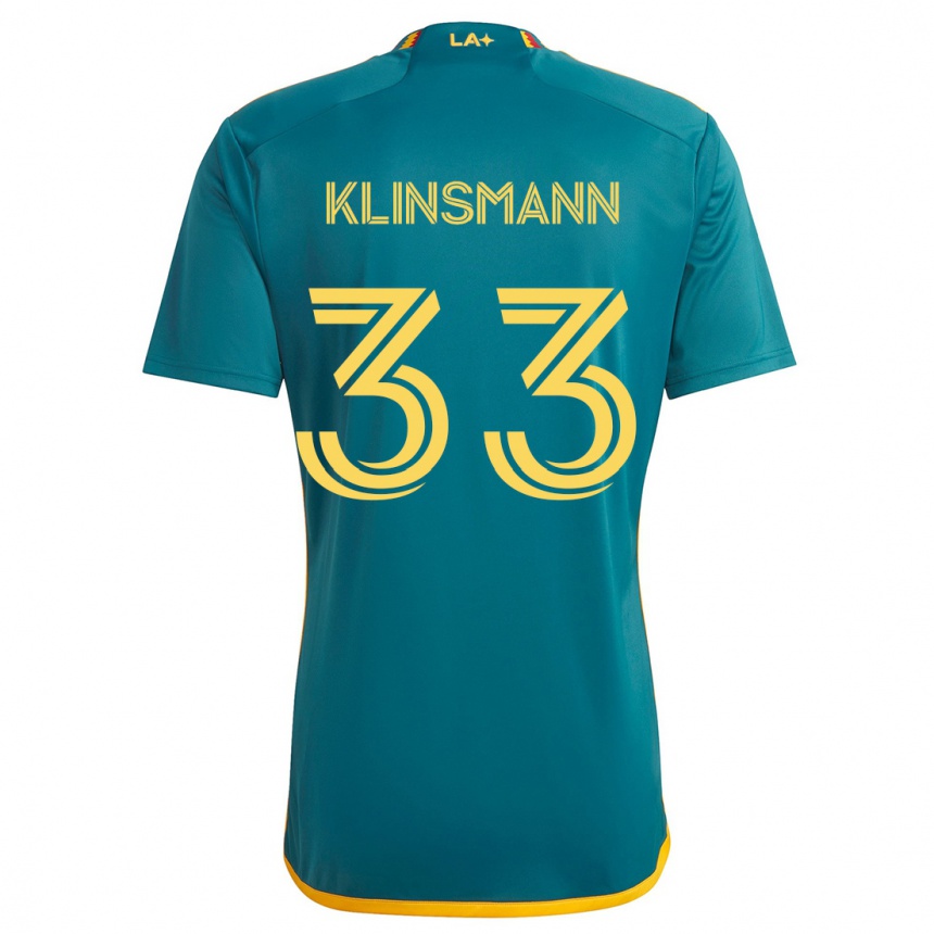 Niño Fútbol Camiseta Jonathan Klinsmann #33 Verde Amarillo 2ª Equipación 2024/25 Perú